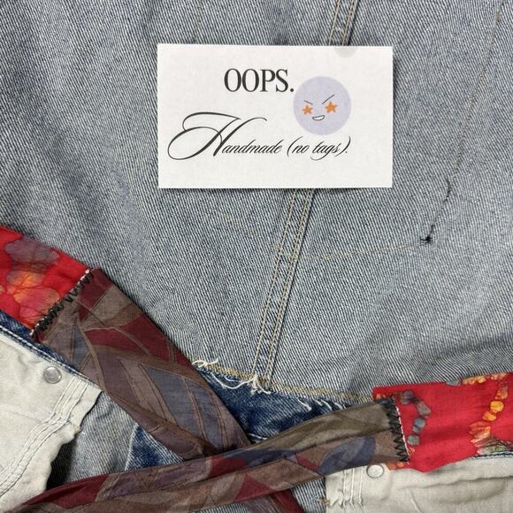 Handmade Upcycled Denim Bib Apron OS Cottagecore Country DIY Artsy Mixed Media - Picture 11 of 14